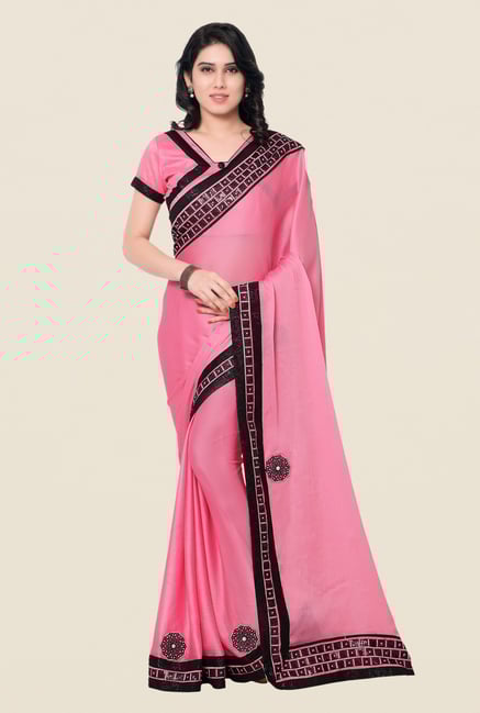 Shonaya Pink Satin Chiffon Embroidered Saree Shonaya Pink Satin Chiffon Embroidered Saree