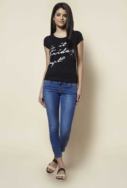 Zudio Black Printed T Shirt Zudio Black Printed T Shirt