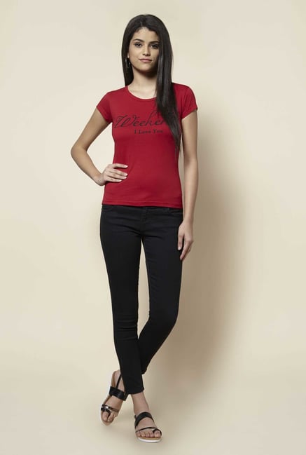 Zudio Red Printed T Shirt Zudio Red Printed T Shirt