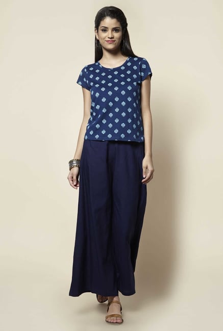 Zudio Navy Paisley Print Top Zudio Navy Paisley Print Top