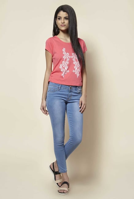 Zudio Coral Printed T Shirt Zudio Coral Printed T Shirt