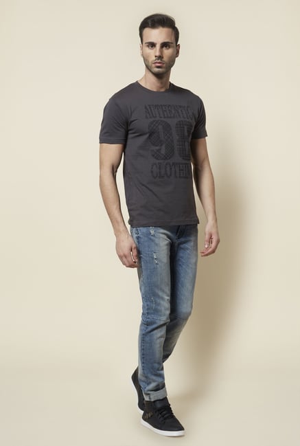 Zudio Grey Printed T Shirt Zudio Grey Printed T Shirt