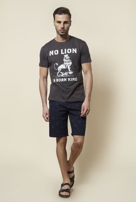 Zudio Grey Printed T Shirt Zudio Grey Printed T Shirt