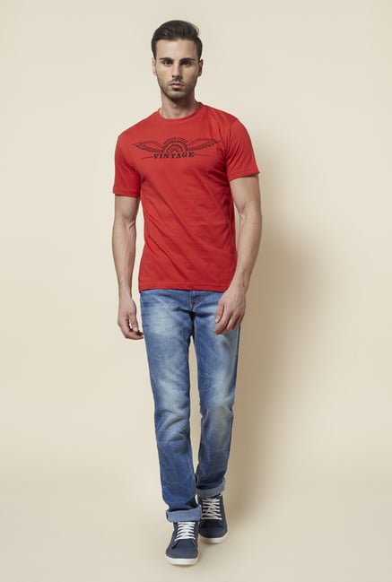 Zudio Coral Printed T Shirt Zudio Coral Printed T Shirt