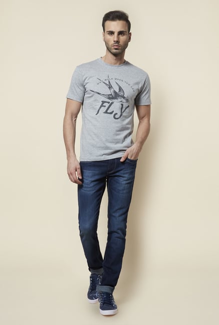 Zudio Grey Printed T Shirt Zudio Grey Printed T Shirt