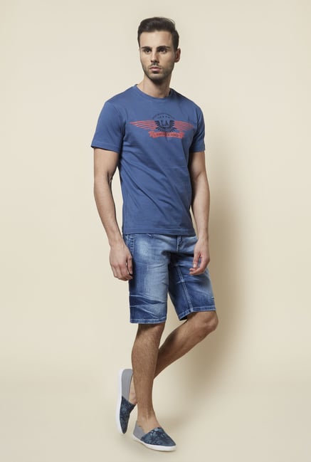 Zudio Blue Printed T Shirt Zudio Blue Printed T Shirt
