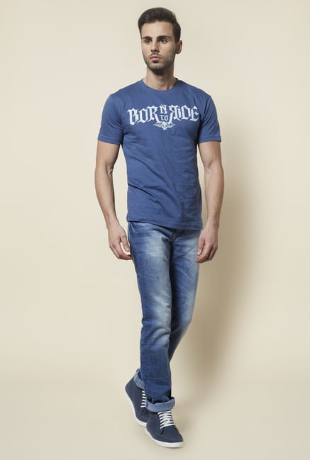 Zudio Blue Printed T Shirt Zudio Blue Printed T Shirt