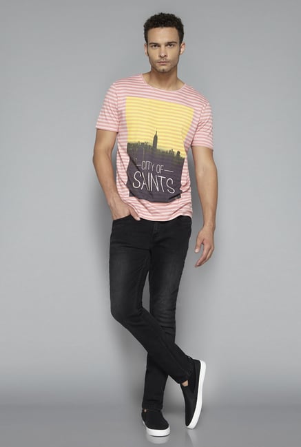 Nuon by Westside Peach Striped T Shirt Nuon by Westside Peach Striped T Shirt