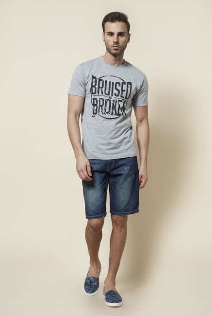 Zudio Grey Printed T Shirt Zudio Grey Printed T Shirt