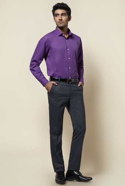 Zudio Purple Solid Shirt Zudio Purple Solid Shirt
