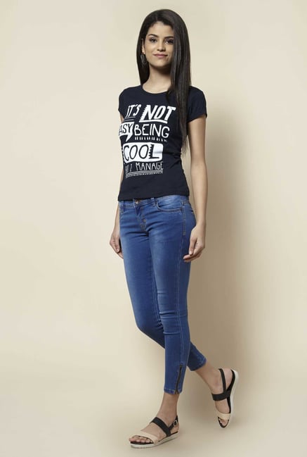 Zudio Navy Printed T Shirt Zudio Navy Printed T Shirt