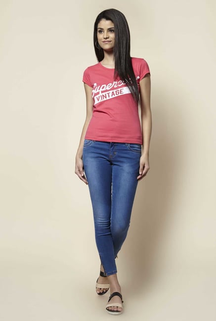 Zudio Pink Printed T Shirt Zudio Pink Printed T Shirt