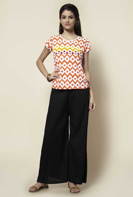 Zudio Orange Printed Top Zudio Orange Printed Top