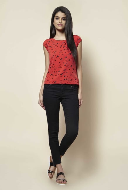 Zudio Orange Printed Blouse Zudio Orange Printed Blouse