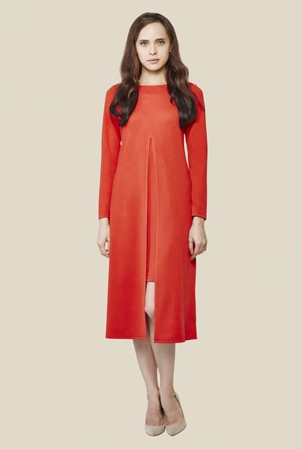 AND Tangerine Solid Dress AND Tangerine Solid Dress