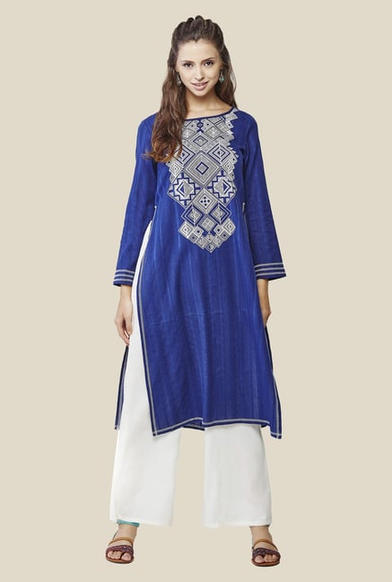 Global Desi Blue Printed Kurta Global Desi Blue Printed Kurta