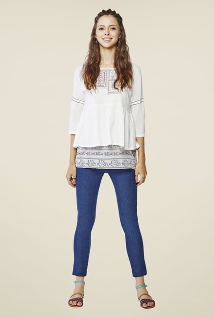 Global Desi Off White Embroidered Top Global Desi Off White Embroidered Top