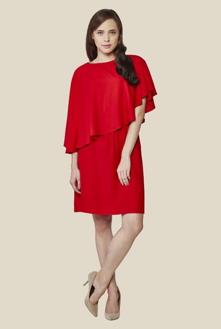 AND Red Solid Rayon Dress AND Red Solid Rayon Dress