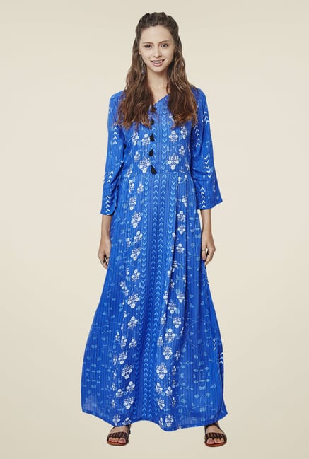 Global Desi Blue Printed Dress Global Desi Blue Printed Dress