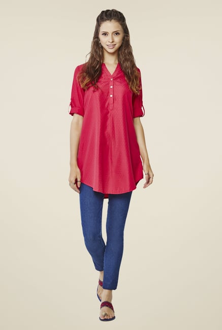 Global Desi Pink Embroidered Tunic Global Desi Pink Embroidered Tunic