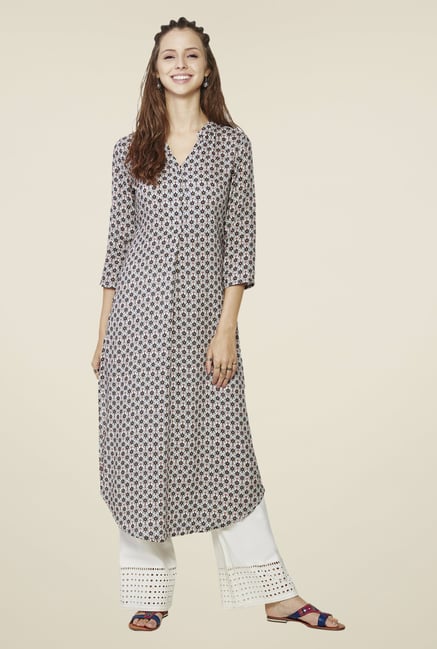 Global Desi Beige Printed Kurta Global Desi Beige Printed Kurta