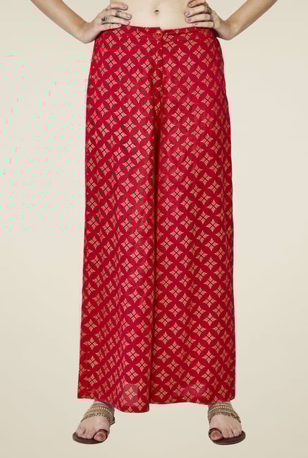 Global Desi Red Print Palazzos Global Desi Red Print Palazzos