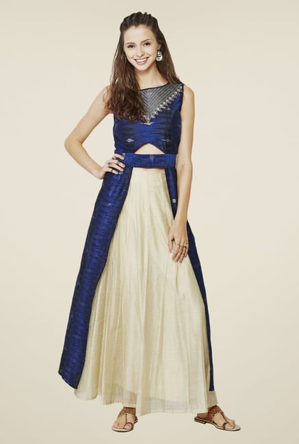Global Desi Blue Printed Suit Set Global Desi Blue Printed Suit Set