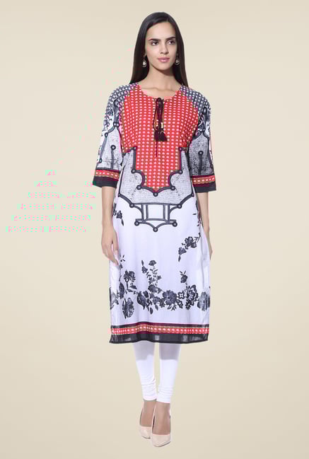 Shree Grey & Red Printed Cotton Kurta Shree Grey & Red Printed Cotton Kurta