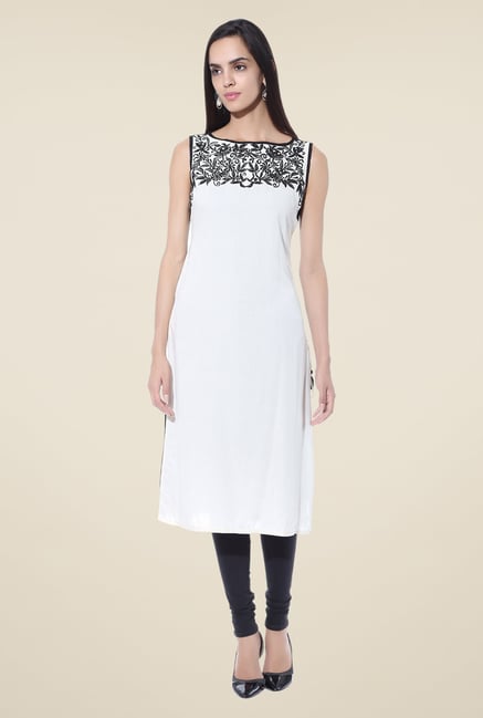 Shree White Embroidered Rayon Kurta Shree White Embroidered Rayon Kurta
