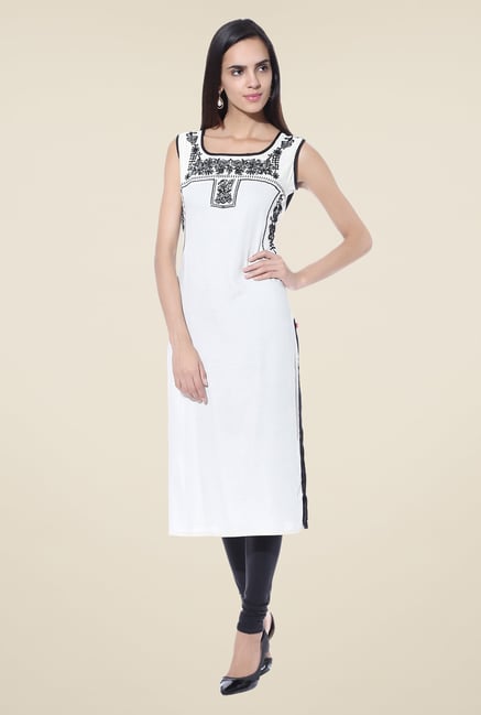 Shree White Embroidered Rayon Kurta Shree White Embroidered Rayon Kurta