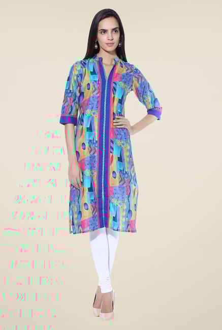 Shree Blue Printed Cotton Kurta Shree Blue Printed Cotton Kurta