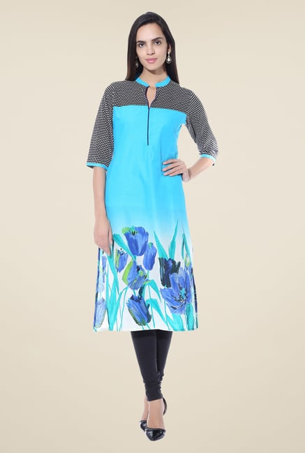 Shree Turquoise Printed Cotton Kurta Shree Turquoise Printed Cotton Kurta
