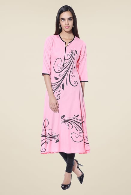 Shree Pink Printed Rayon Kurta Shree Pink Printed Rayon Kurta