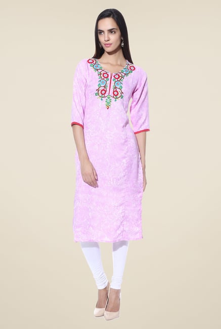Shree Purple Embroidered Rayon Kurta Shree Purple Embroidered Rayon Kurta