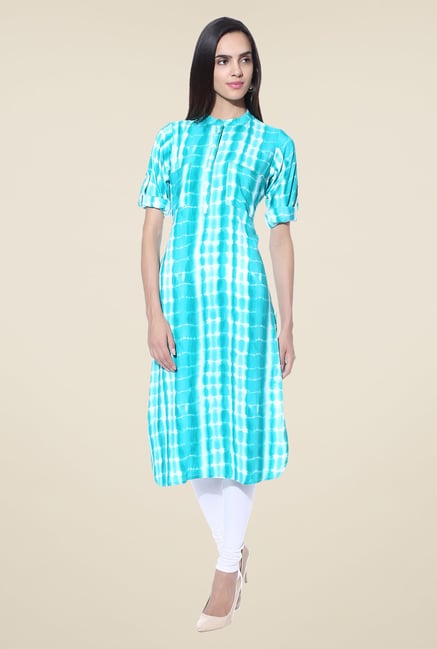 Shree Blue Printed Rayon Kurta Shree Blue Printed Rayon Kurta