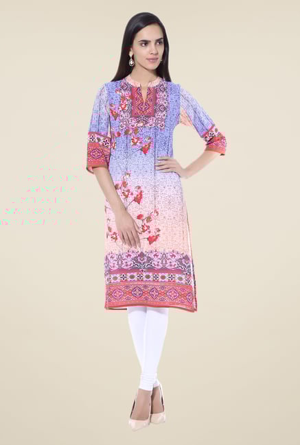 Shree Multicolor Printed Crepe Kurta Shree Multicolor Printed Crepe Kurta