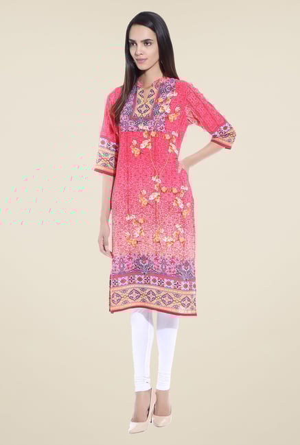 Shree Pink Printed Crepe Kurta Shree Pink Printed Crepe Kurta