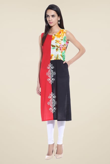 Shree Red Printed Cotton Kurta Shree Red Printed Cotton Kurta