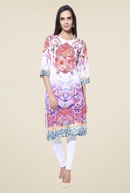 Shree Multicolor Printed Crepe Kurta Shree Multicolor Printed Crepe Kurta