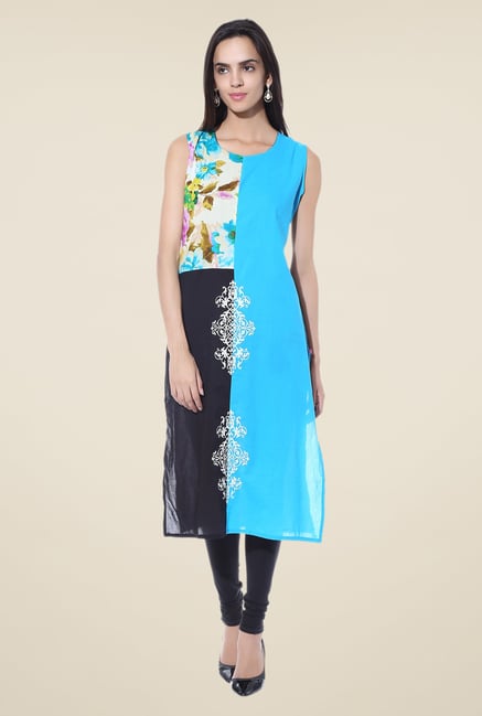 Shree Blue Printed Cotton Kurta Shree Blue Printed Cotton Kurta