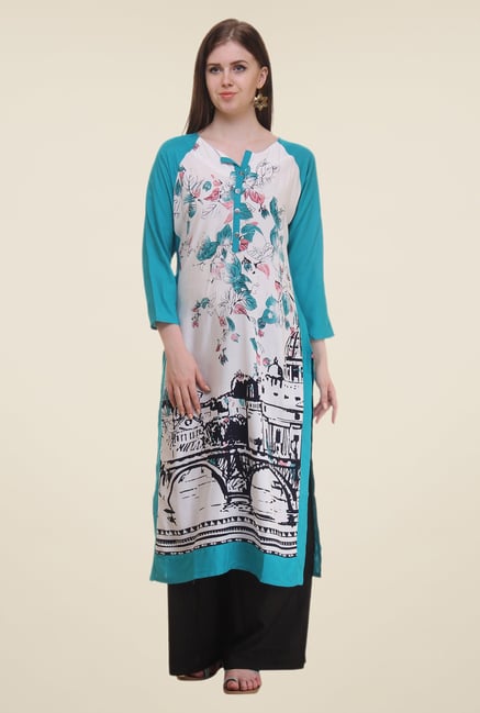 Shree Blue Printed Rayon Kurta Shree Blue Printed Rayon Kurta