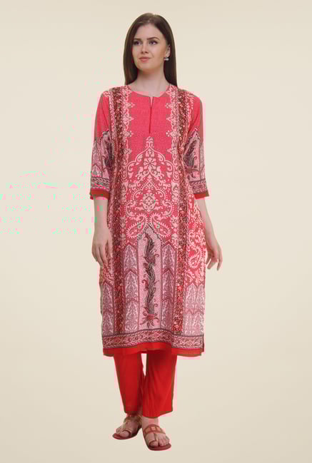 Shree Pink Printed Rayon Kurta Shree Pink Printed Rayon Kurta