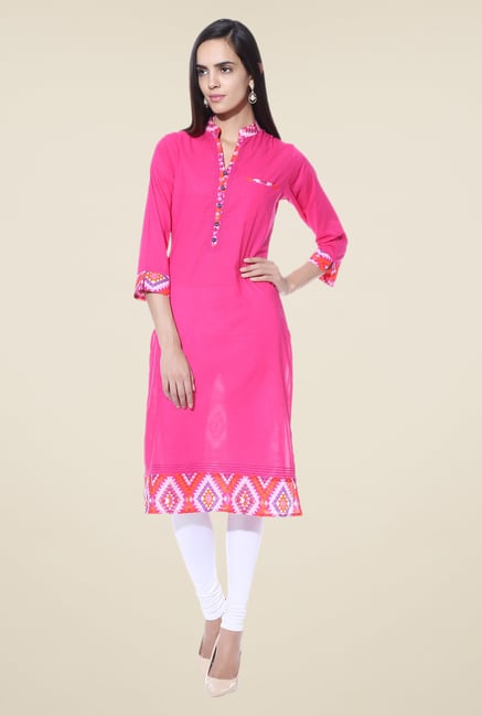 Shree Pink Printed Cotton Kurta Shree Pink Printed Cotton Kurta