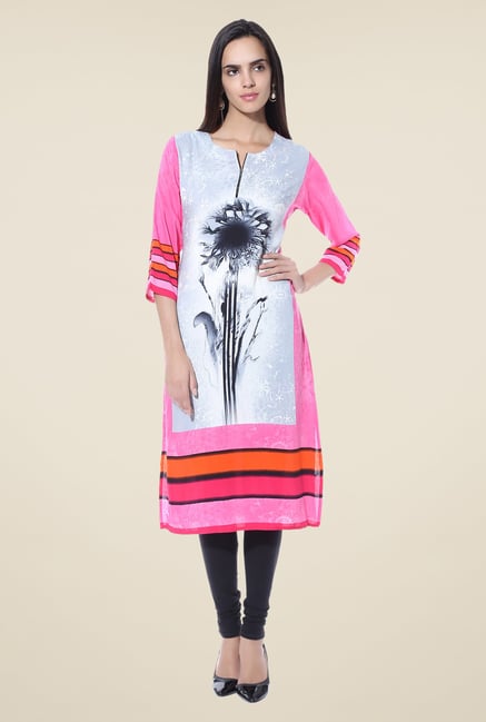 Shree Pink Printed Rayon Kurta Shree Pink Printed Rayon Kurta