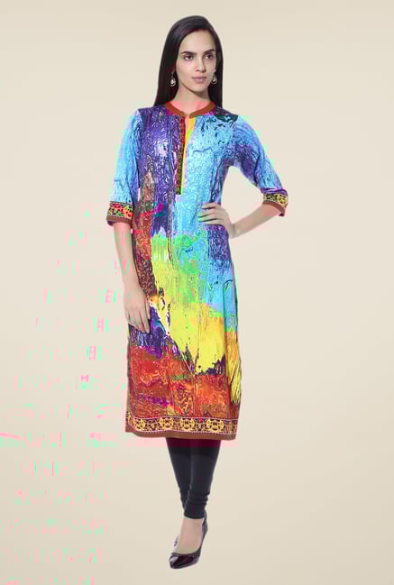 Shree Multicolor Printed Crepe Kurta Shree Multicolor Printed Crepe Kurta