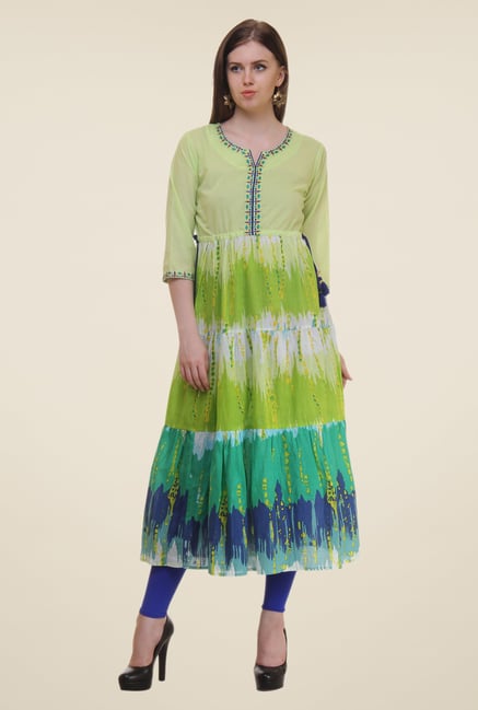 Shree Lime Printed Cotton Kurta Shree Lime Printed Cotton Kurta