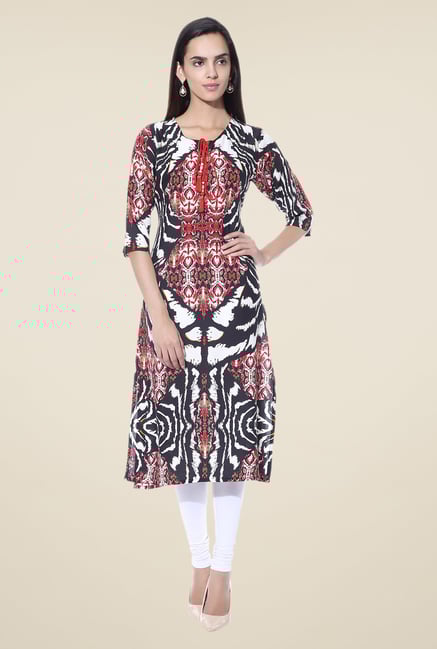 Shree Black & Red Printed Cotton Kurta Shree Black & Red Printed Cotton Kurta