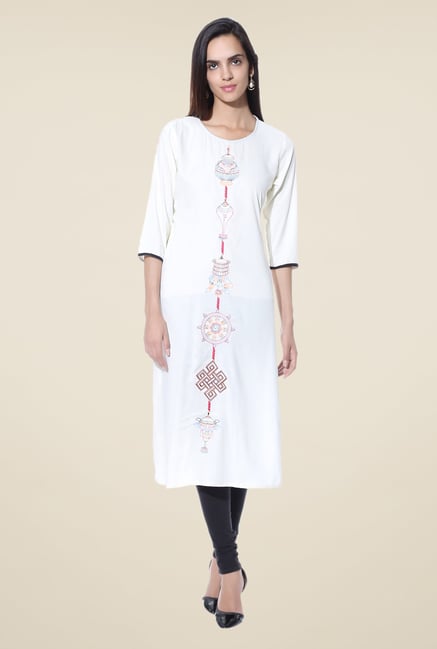 Shree White Embroidered Rayon Kurta Shree White Embroidered Rayon Kurta