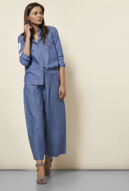 Cottonworld Solid Blue Shirt Cottonworld Solid Blue Shirt