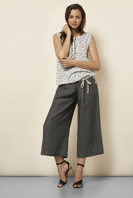 Cottonworld Solid Charcoal Culottes Cottonworld Solid Charcoal Culottes